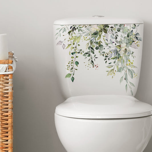 Green Plant Leaves Toilet Decor